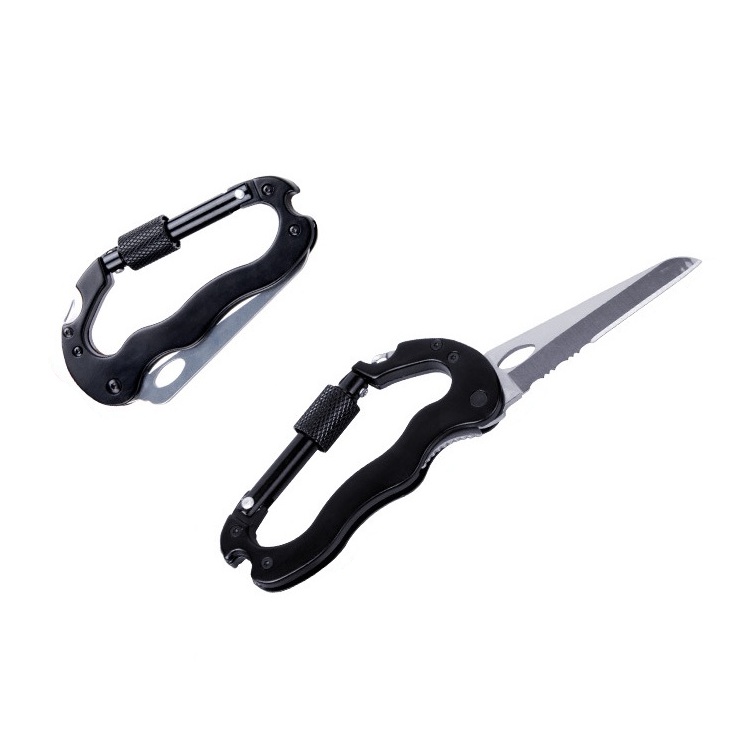 Carabiner Pisau Multifungsi ISE MOUNT Knife Lipat 5 in 1 Camping Outdoor Mendaki Kemah