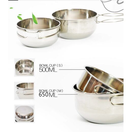 Mangkuk Lipat Stainless Steel 304 Folding Bowl Nesting Alat Masak Camping Outdoor Hiking Mendaki - Image 4