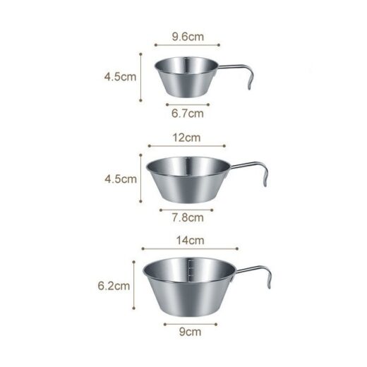 Mangkuk Gantung Stainless Steel 3PCS Nesting Outdoor Alat Makan Camping Klasik - Image 4