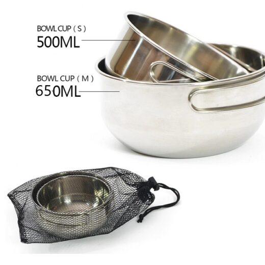 Mangkuk Lipat Stainless Steel 304 Folding Bowl Nesting Alat Masak Camping Outdoor Hiking Mendaki - Image 5