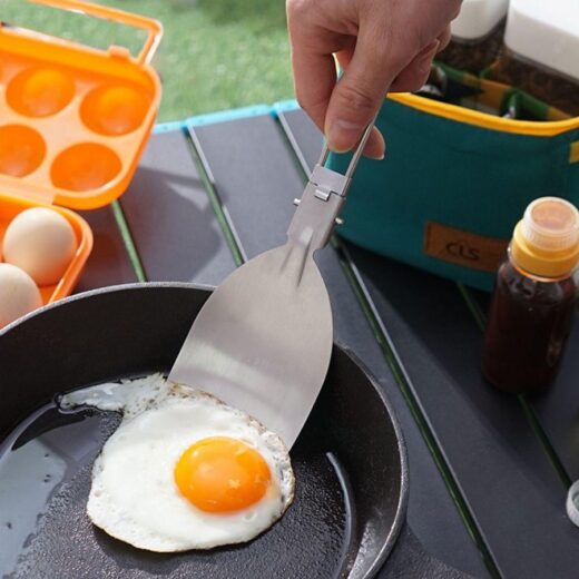 Spatula Lipat Mini Folding ISE MOUNT Spatula Alat Masak Stainless Steel Camping Outdoor Hiking Mendaki - Image 5