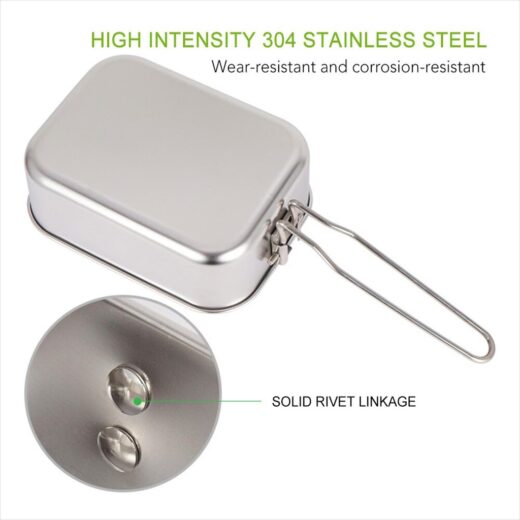 Kotak Makan Stainless Steel Lunch Box Portable Nesting Outdoor Talenan Panci Camping Picnic Hiking Mendaki - Image 2