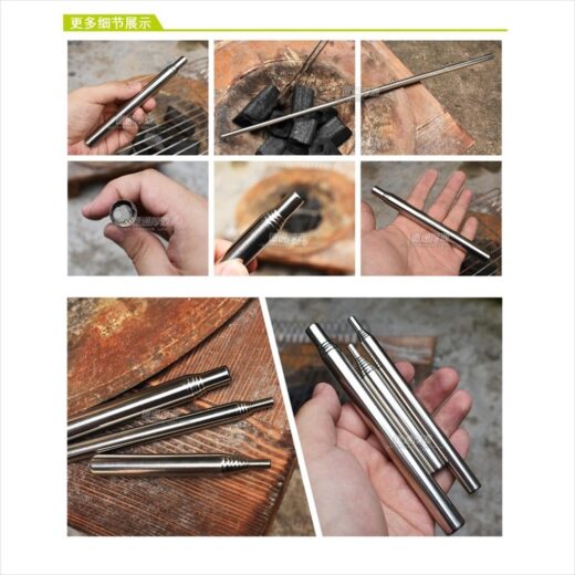 Alat Pembuat Api Unggun Arang Camping Stainless Steel Outdoor Pipa Peniup Api - Image 3