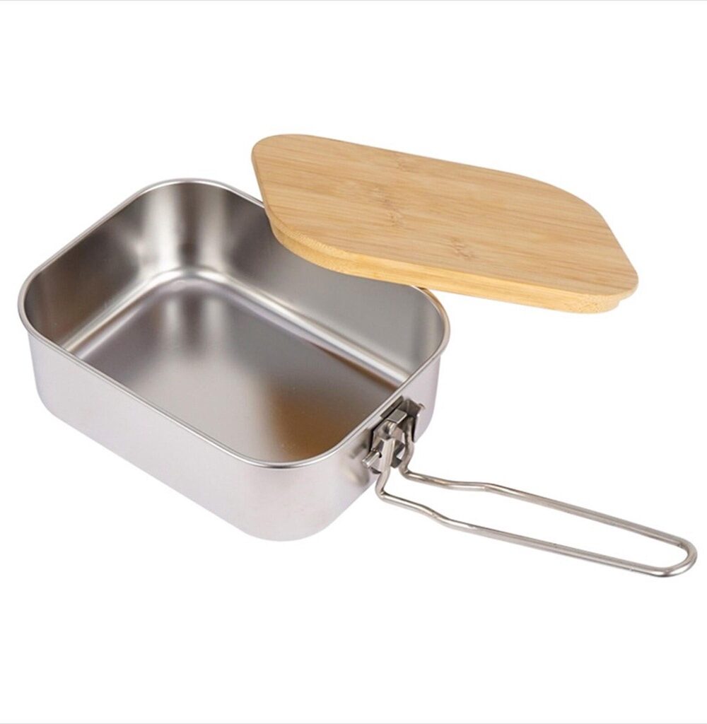 Kotak Makan Stainless Steel Lunch Box Portable Nesting Outdoor Talenan Panci Camping Picnic Hiking Mendaki