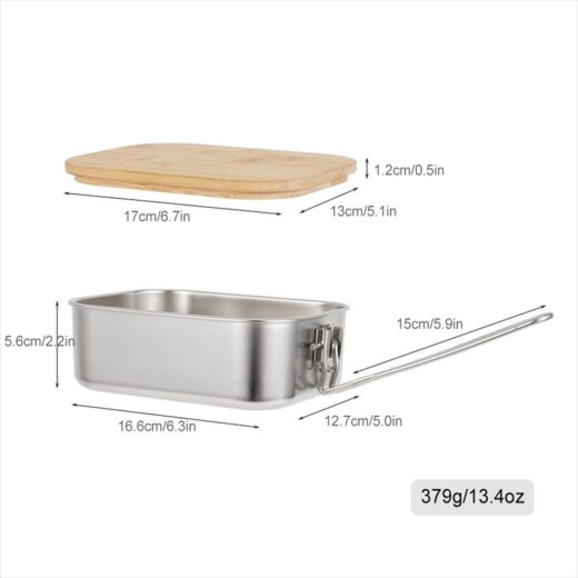 Kotak Makan Stainless Steel Lunch Box Portable Nesting Outdoor Talenan Panci Camping Picnic Hiking Mendaki - Image 7