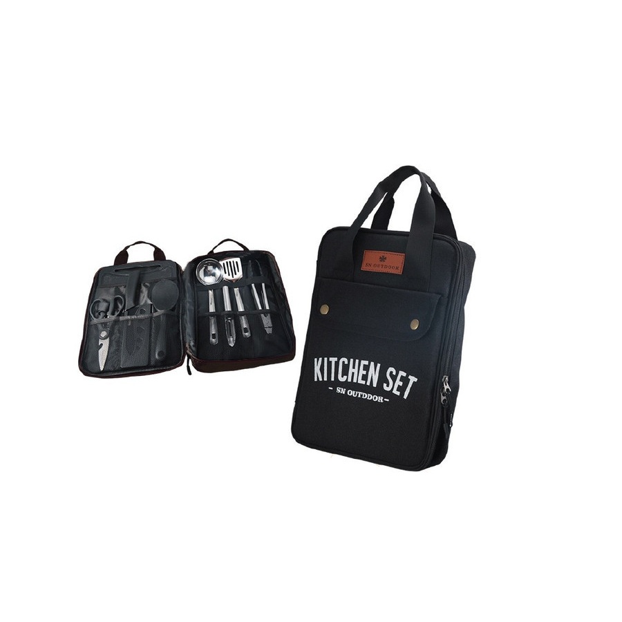 Set Peralatan Memasak Camping Portable Outdoor Kitchen Cookware Set Kit Hiking