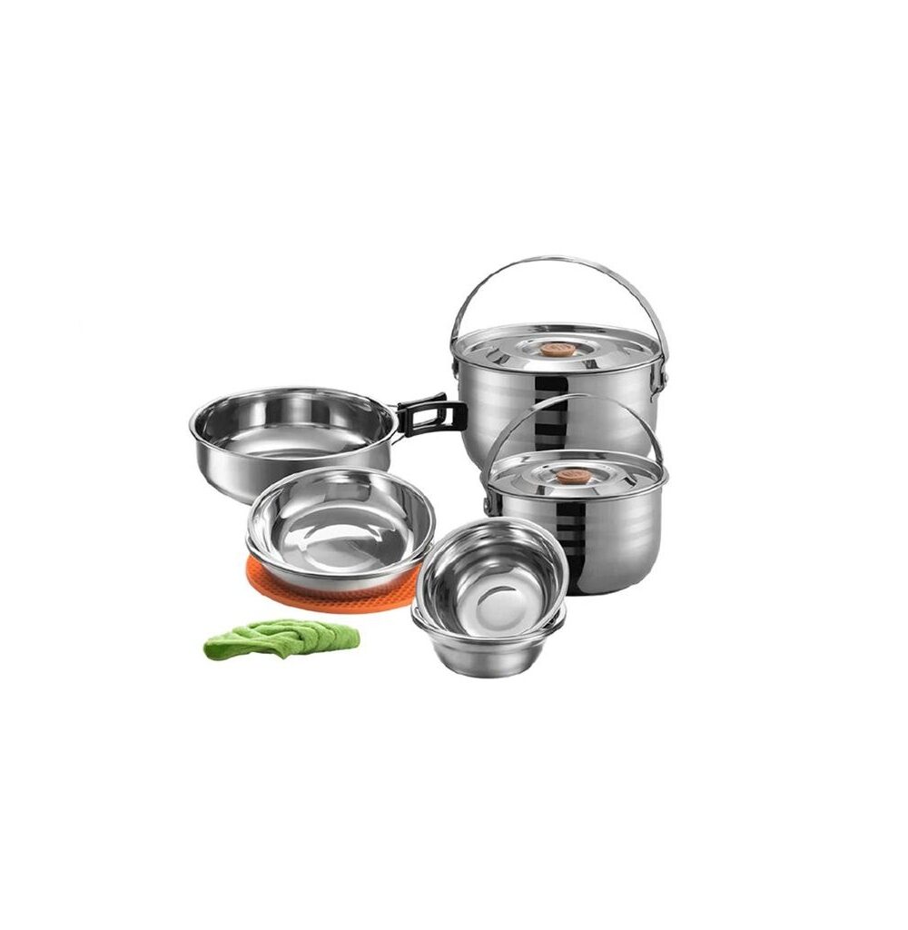 Set Alat Masak Outdoor CAMPINGMOON Stainless Steel Mess Kit Outdoor Hiking Mendaki