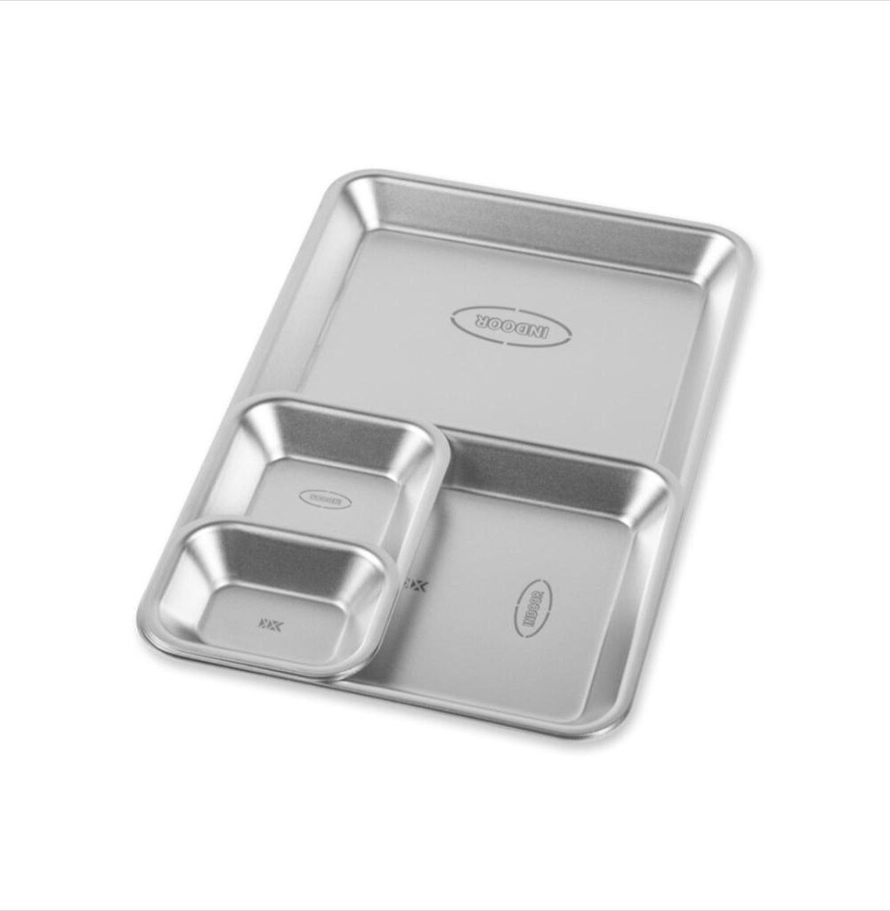 Piring Camping KINOX Stainless Half Stack Rectangular Dishes Outdoor