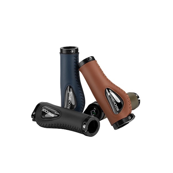 Handgrip Sepeda ROCKBROS Leather Bicycle Grips Liquid Silicone MTB