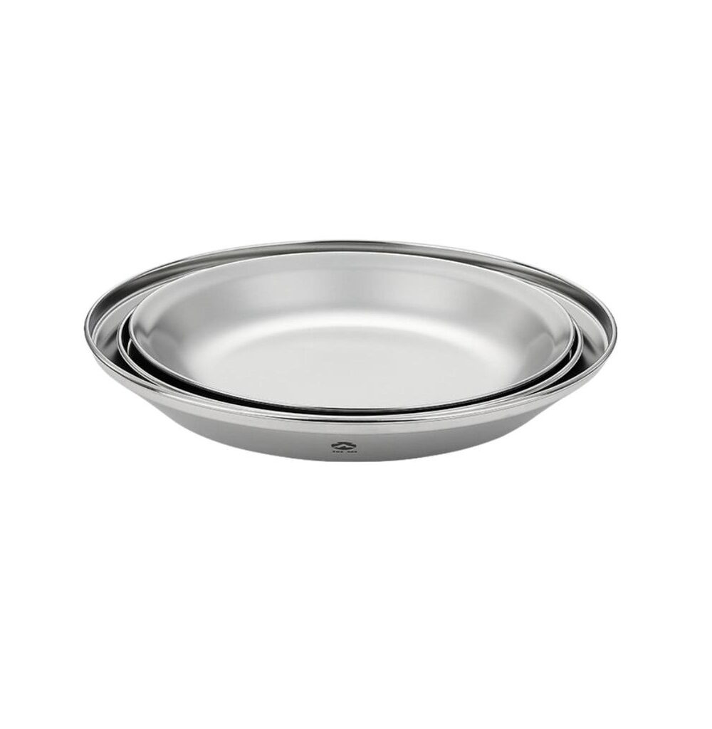 Piring Makan CAMPINGMOON Alat Makan Stainless Steel Camping Outdoor Hiking
